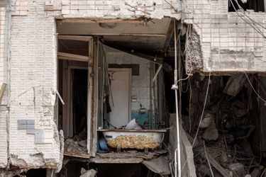 Immeuble ravagé par les bombes à Kharkiv, le 10 avril 2022 (image d&#039;illustration).