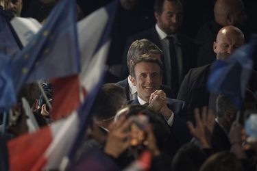 Emmanuel Macron dimanche Porte de Versailles après les résultats du premier tour de la présidentielle. 