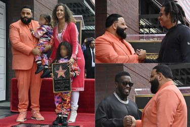 DJ Khaled entouré de sa famille, de J-Z et de P. Diddy, le 11 avril 2022 à Los Angeles.