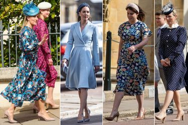 La comtesse Sophie de Wessex, Lady Louise Windsor, Kate Middleton, la princesse Eugenie d&#039;York et Zara Phillips à Windsor, le 17 avril 2022