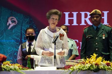 La princesse Anne a prononcé un discours lors du dîner en son honneur à Port Moresby en Papouasie-Nouvelles-Guinée, le 11 avril 2022