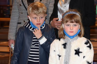 Les jumeaux le prince Jacques et la princesse Gabriella de Monaco, à Monaco le 16 avril 2022