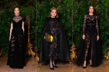 Beatrice Borromeo, Catherine Deneuve et Laetitia Casta au gala donné par Dior lors de la Biennale de Venise, le 23 avril 2022.