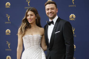 Jessica Biel et Justin Timberlake lors des Emmy Awards, le 17 septembre 2018, à Los Angeles.