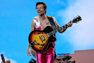 Harry Styles sur la scène de Coachella, le 22 avril 2022.