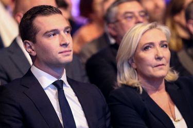 Jordan Bardella et Marine Le Pen en février à Reims. 