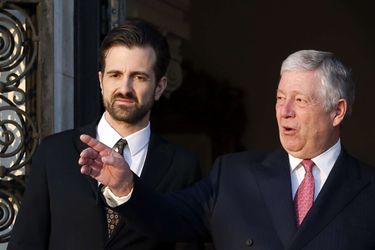 Le prince Petar avec son père le prince Alexandre de Serbie, le 16 mars 2016 