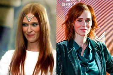 Kaamelott : Audrey Fleurot dans le rôle de la dame du lac dans la série sortie en 2005 (à gauche) et en 2022 (à droite) 
