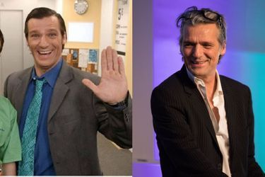 Caméra Café : Yvan Le Bolloc'h dans le rôle de Jean-Claude Convenant dans la série sortie en 2001 (à gauche) et en 2020 (à droite) 