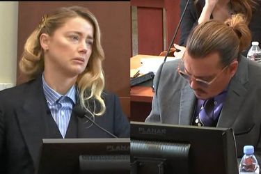 Amber Heard et Johnny Depp au procès, le 4 mai 2022.
