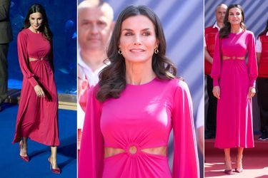 La reine Letizia d&#039;Espagne dans une robe à découpe Cayro Woman à Valence, le 10 mai 2022