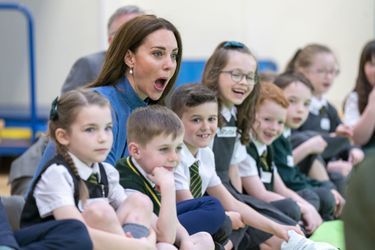 Catherine (Kate) Middleton, duchesse de Cambridge, lors d&#039;une visite à l&#039;école primaire St. John&#039;s, à Port Glasgow, Royaume Uni, le 11 mai 2022, pour participer à une session Roots of Empathy.