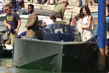 Kevin Hart, Ursula Corbero, Kim Yoon Ji  et Jacob Batalon sur le tournage du film «Lift», à Venise, le 11 et 12 mai 2022.