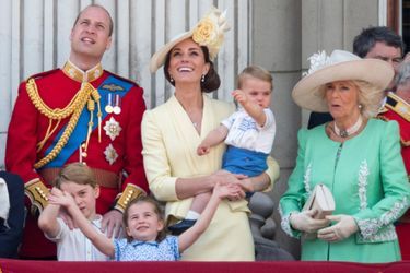 Les héritiers George, Charlotte et Louis au balcon de Buckingham avec le duc et la duchesse de Cambridge, au Trooping The Colour du 8 juin 2019.