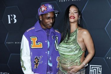  A$AP Rocky et Rihanna lors d&#039;une soirée Fenty à Los Angeles, le 11 février 2022. 