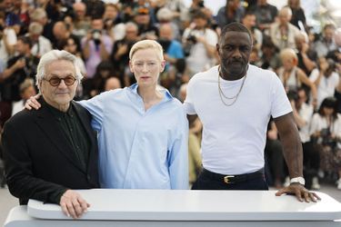 George Miller, Tilda Swinton et Idris Elba lors du photocall de «Trois mille ans à t&#039;attendre».