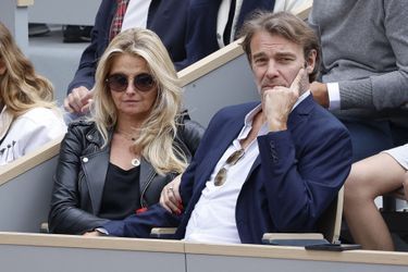 Patrick Puydebat et sa femme Magali dans les tribunes de Roland Garros, le week-end du 28 et 29 mai 2022, à Paris.