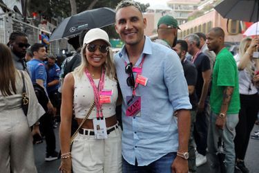 Keylor Navas et sa femme Andrea Salas lors du Grand Prix F1 de Monaco, les 28 et 29 mai 2022.
