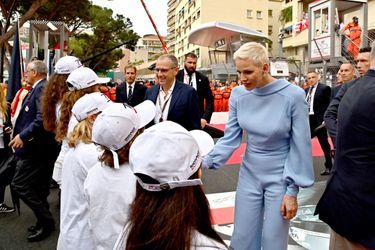 La princesse Charlène et le prince Albert II de Monaco lors du Grand Prix de Formule 1 à Monaco, le 29 mai 2022