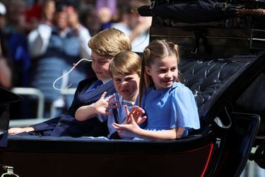 Les princes George et Louis et la princesse Charlotte de Cambridge à la cérémonie &quot;Trooping the Colour&quot; à Londres, le 2 juin 2022