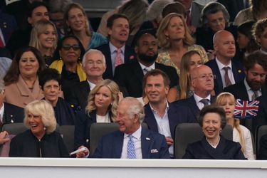 Camilla et le prince Charles, la princesse Anne au grand concert "Platinium Party at the Palace" célébrant le jubilé de platine d'Elizabeth II devant le palais de Buckingham, à Londres, le 4 juin 2022. 