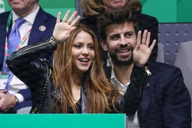 Shakira et Gerard Piqué le 24 novembre 2019 lors du match de tennis entre l'Espagnol Rafael Nadal et le Canadien Denis Shapovalov.