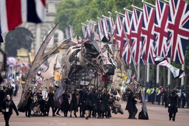 Lors de la parade des célébrations des 70 ans du règne historique de la reine Elizabeth II, à Londres, le 5 juin 2022.