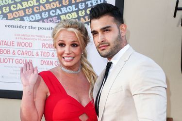 Britney Spears et son compagnon Sam Asghari à la première de "Once Upon a Time In Hollywood" à Los Angeles en 2019.