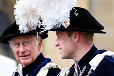 Les princes Charles et William à Windsor lors de la cérémonie de l'ordre de la Jarretière, le 13 juin 2022