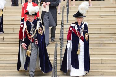 La duchesse de Cornouailles Camilla avec le prince Charles à Windsor lors de la cérémonie de l'ordre de la Jarretière, le 13 juin 2022