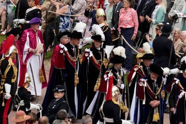 Les princes William et Edward précédés de la princesse Anne à Windsor lors de la cérémonie de l'ordre de la Jarretière, le 13 juin 2022