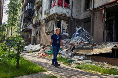 Ben Stiller s'est rendu à Irpin, une ville ukrainienne particulièrement visée par les frappes et combats russes, le 20 juin 2022.