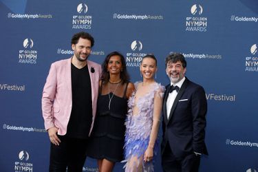 Eric Antoine, Karine Le Marchand, Amandine Petit et Stéphane Plaza le 21 juin 2022 au Festival de la Télévision de Monte-Carlo.