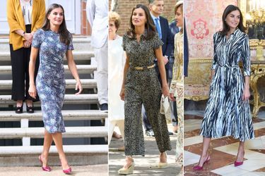 Les looks de la reine Letizia d&#039;Espagne à Madrid, les 15, 17 et 21 juin 2022