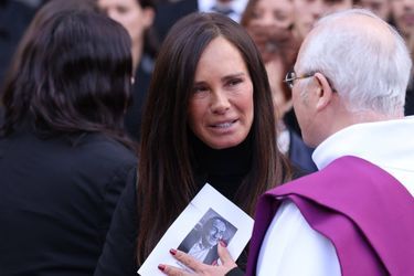 Nathalie Marquay lors des obsèques de son mari Jean-Pierre Pernaut, le 9 mars 2022 à Paris. 