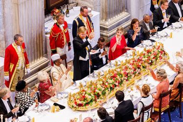 La reine Maxima et le roi Willem-Alexander des Pays-Bas lors du dîner de gala des diplomates au Palais royal à Amsterdam, le 22 juin 2022