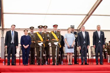 La grande-duchesse Maria-Teresa, le prince héritier Guillaume, le grand-duc Henri de Luxembourg et la princesse Stéphanie à Luxembourg, le 23 juin 2022