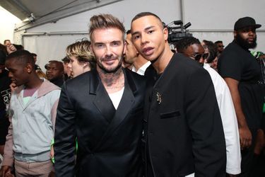 David Beckham et Oliver Rousteing au défilé Dior, le 24 juin 2022 à Paris.