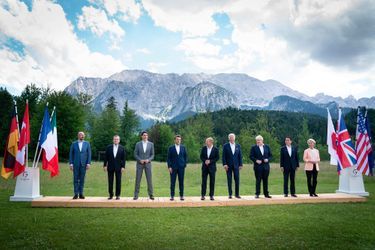 Photo de famille traditionnelle des membres du G7, en Allemagne.