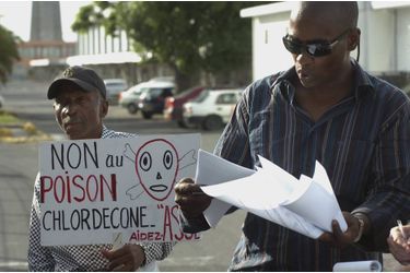 Des manifestants dénoncent l'utilisation de chlordécone, en Guadeloupe
