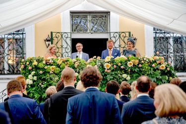 La reine Maxima et le roi Willem-Alexander des Pays-Bas avec la communauté néerlandaise à Vienne, le 29 juin 2022