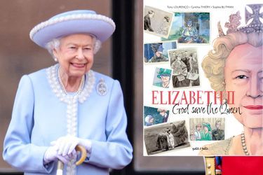 A gauche, la reine Elizabeth II le 2 juin 2022, au premier des quatre jours des festivités de son Jubilé de Platine  