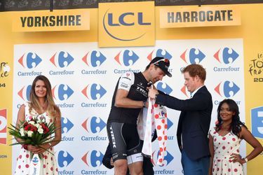 Le prince Harry à la fin de la première étape du Tour de France à Harrogate, le 5 juillet 2014