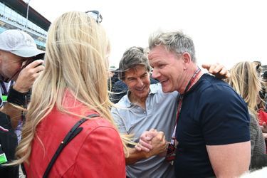 Tom Cruise, Gordon Ramsay et sa fille Holly au Grand Prix F1 de Grande-Bretagne, à Silverstone, le 3 juillet 2022.