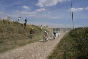 Pendant la 5e étape du Tour de France, entre Lille et Arenberg, le 6 juillet 2022.