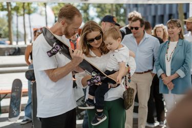 Le prince Charles de Luxembourg avec ses parents la princesse Stéphanie et le grand-duc héritier Guillaume à Luxembourg, le 8 juillet 2022