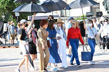 Candice Bergen, Diane Kaeton, Mary Steenburgen et Jane Fonda sur le tournage du film «Book Club 2», le 11 juillet 2022.