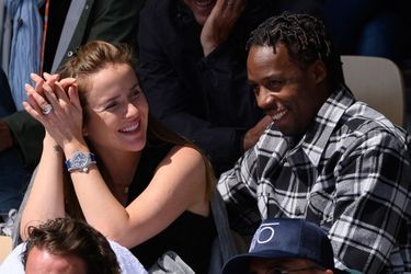 Gaël Monfils et sa femme Elina Svitolina dans les tribunes de Roland-Garros, à Paris, le 24 mai 2022.