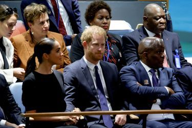 Le prince Harry et Meghan Markle au QG des Nations Unies pour célébrer le Nelson Mandela International Day, le 18 juillet 2022. 