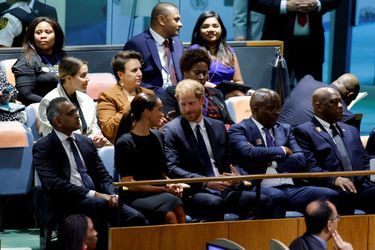 Le prince Harry et Meghan Markle au QG des Nations Unies pour célébrer le Nelson Mandela International Day, le 18 juillet 2022. 